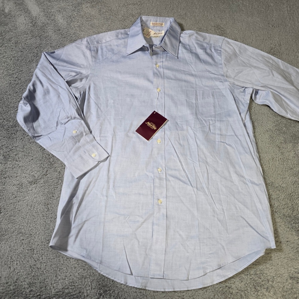 Arbor Way Mens 15.5-33 Pinpoint Oxford Dress Shirt Light Blue Cotton Long Sleeve